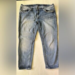 Vigoss Women's Capri Jeans Size 20 L25 Denim Heritage Fit Embroidered